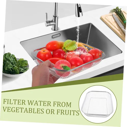 Miniatura 5 de BESPORTBLE Colador de cuenco de lavado, 2 unidades, cesta de drenaje, cesta de filtro de acero inoxidable, colador portátil de metal para alimentos