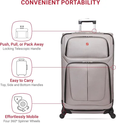 Miniatura 76 de SwissGear - Equipaje suave expandible Sion con ruedas, Negro