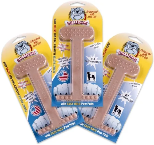 Miniatura 28 de Bullibone Juguete masticable de nailon para perros masticadores agresivos, hueso de higiene dental con sabor a tocino, juguetes duraderos