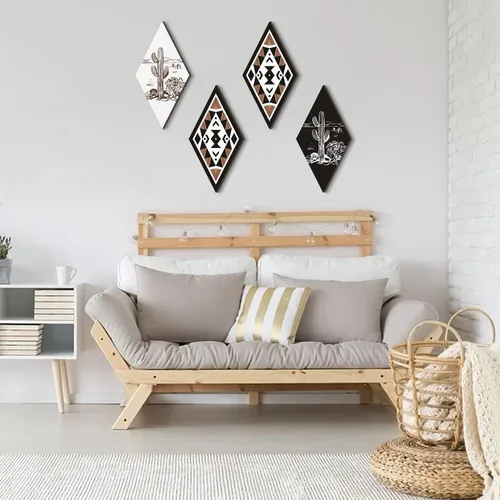 Miniatura 5 de CHDITB Decoración de pared de cactus, letrero de madera azteca, decoración de pared con temática natural, arte de pared moderno para oficina, hogar