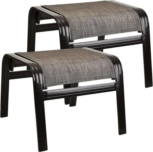 Miniatura 8 de Reposapiés para patio al aire libre, asiento otomano, de textileno, portátil, de metal, sillas de patio, 2 unidades, color marrón