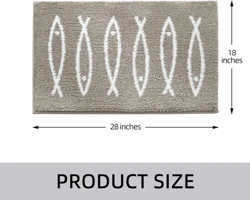 Miniatura 2 de Alfombra de baño gris, ultra suave y absorbente de agua, lavable a máquina, de secado rápido, para bañera y ducha, 18 x 28 pulgadas, diseño