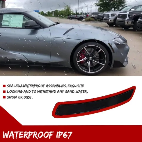 Miniatura 4 de para Toyota GR Supra 2020-2022 Reflectores de Marcador Lateral del Guardabarros del Parachoques Trasero con Lente Ahumado Guardabarros