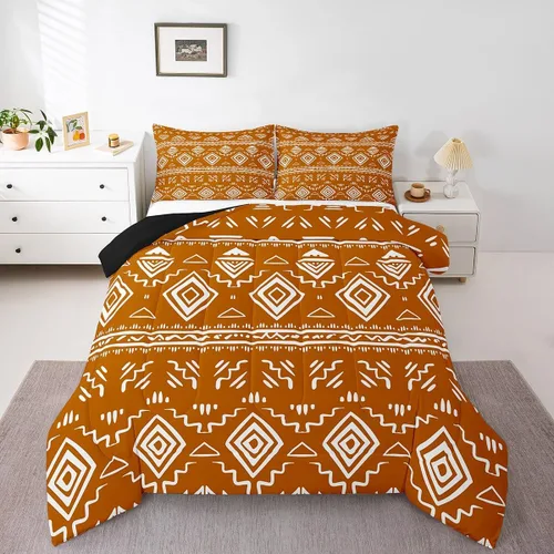 Miniatura 31 de Erosebridal - Juego de ropa de cama estilo tribal bohemio azteca, edredón con estampado étnico blanco y negro, bohemio, tamaño King, juego de Multi