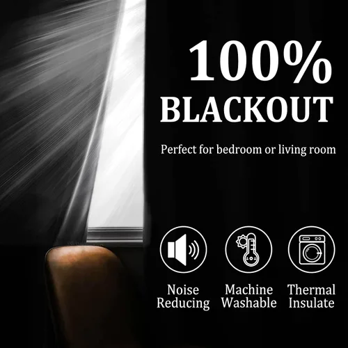 Miniatura 2 de DWCN Cortinas 100% opacas de 84 pulgadas de largo para dormitorio con forro negro, paneles de cortina de ventana de doble capa con aislamiento Azul