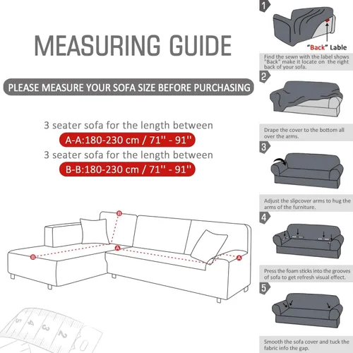 Miniatura 5 de Fundas de sofá modulares en forma de L, 2 fundas de terciopelo grueso antideslizantes para sillón de 3 + 3 plazas, protector de muebles para sala