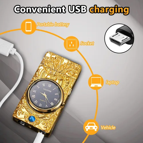 Miniatura 4 de Encendedor de dragón, encendedor eléctrico recargable por USB, resistente al viento, sin llama, encendedor de arco de plasma con indicador de Dragon
