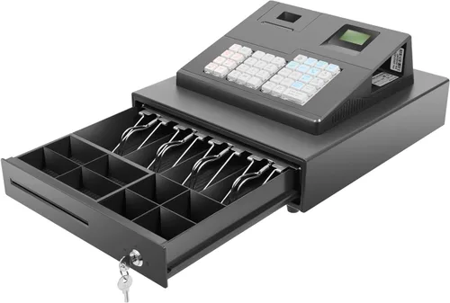 Caja registradora pequeña de 39 llaves electrónica con cajón, caja registradora sin llave, impresión térmica rápida y silenciosa, pantalla de doble