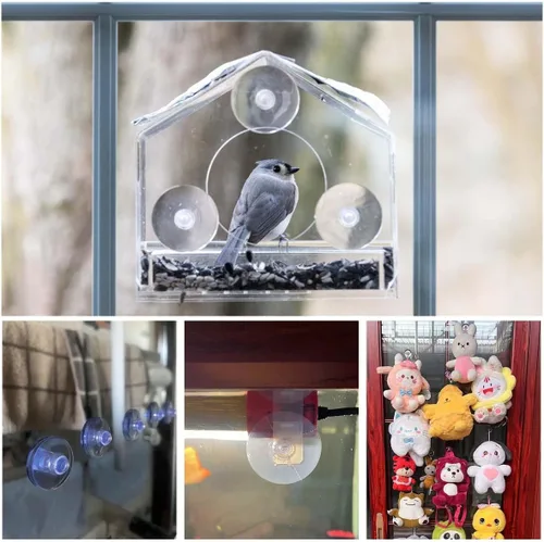 Miniatura 5 de Paquete de 20 ventosas para ventosas de plástico de vidrio, ventosas de plástico transparente de PVC con ganchos para mesa de vidrio, almohadilla