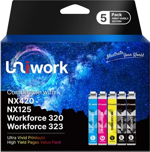 Uniwork Cartucho de tinta remanufacturado de repuesto para cartuchos de tinta Epson 125 para impresoras NX125 NX127 NX130 NX230 NX420 NX530 NX625