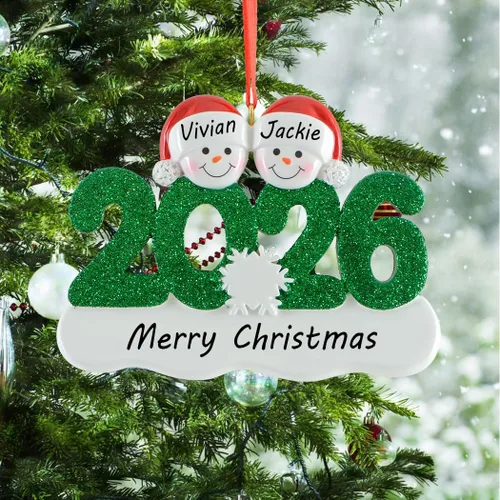 Miniatura 2 de Adorno de Navidad familiar personalizado 2025 – Adorno de árbol de Navidad de pareja de muñeco de nieve – Adornos colgantes decorativos – Regalos
