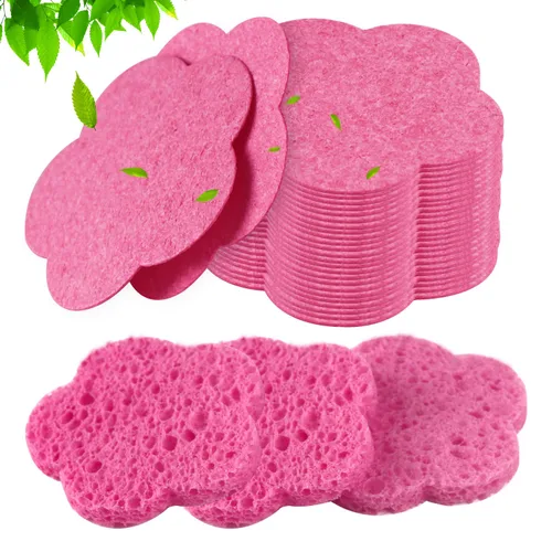 50 esponjas faciales comprimidas, esponjas faciales naturales, esponjas exfoliantes con forma de flor, reutilizables, el mejor regalo de maquillaje,