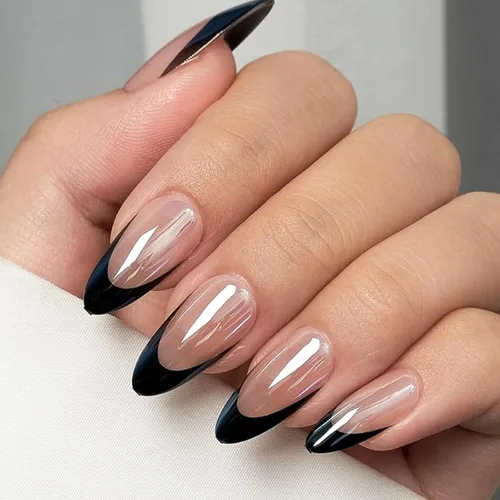 Miniatura 29 de Uñas postizas a presión marrón café, uñas postizas medianas de almendra, color sólido, cobertura completa, uñas postizas artificiales brillantes