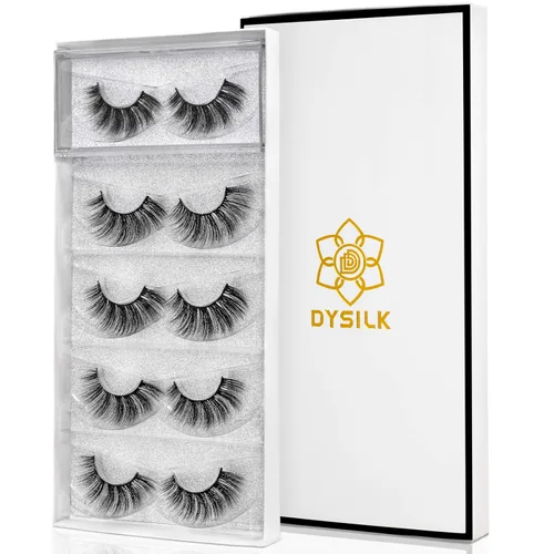 Miniatura 9 de DYSILK Pestañas postizas Wispy - Pestañas postizas de visón 5 pares 6D Extensión de pestañas postizas falsas de visón, Pestañas postizas naturales 5