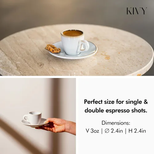 Miniatura 3 de KIVY Tazas de Gres para Espresso, Juego de 4 Piezas - Diseño Italiano, de Paredes Gruesas, 3 oz, Aptas para Microondas y Lavavajillas Verde