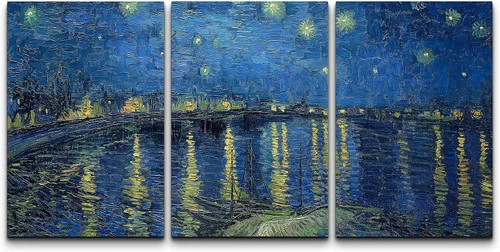 Lienzo decorativo para pared - cuadro con estampado Giclée para decoración del hogar Noche estrellada sobre el Ródano