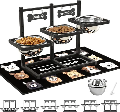 Miniatura 14 de SHAINFUN Cuencos Elevados para Perros Medianos y Gatos - Soporte de Cuenco Elevado para Gatos o Perros con Altura Ajustable y Dos Cuencos de Comida