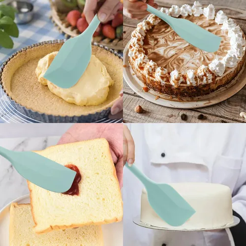 Miniatura 2 de Juego de espátulas de silicona, espátula de cuchara de goma resistente al calor, espátula de una pieza con diseño sin costuras, raspadores Verde