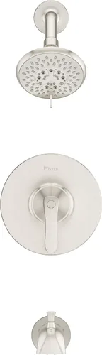 Miniatura 5 de Pfister Weller - Juego de grifo de bañera y ducha de un solo mango con cabezal de ducha multifunción y boquilla de bañera, acabado de níquel Níquel