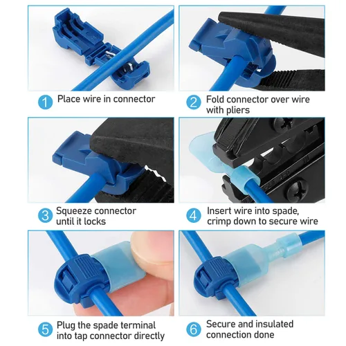 Miniatura 3 de TICONN 120 Piezas Conectores de Cable T Tap, Conector de Empalme Rápido de Cable T, Conectores T para Cableado con Estuche de Almacenamiento