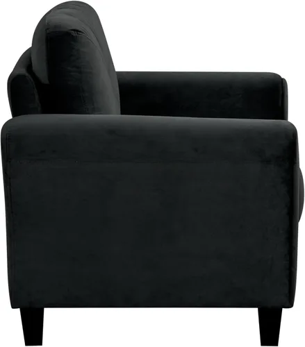 Miniatura 7 de Harper & Bright Designs Sofá individual tapizado de terciopelo con respaldo copetudo con botones, sillón moderno para sala de estar, color negro