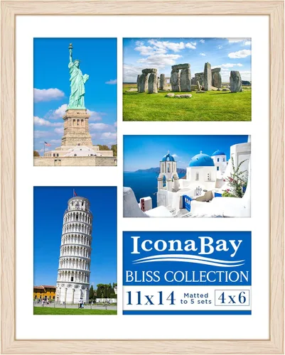 Miniatura 21 de Icona Bay - Marco de fotos tipo collage negro de 11 x 14 pulgadas con paspartú removible para 5 fotos de 4 x 6 pulgadas - Marco de madera