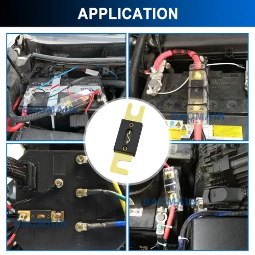 Miniatura 5 de Baomain Paquete de 2 fusibles ANL de 300 A a granel con terminales chapados en oro para audio de automóvil, amplificador, camión, barco, RV