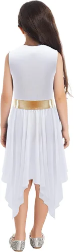 Miniatura 2 de CHICTRY Vestido de baile lírico sin mangas asimétrico para niñas, disfraz de adoración litúrgica contemporánea