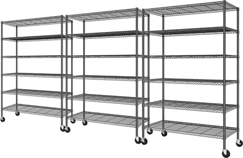 Miniatura 12 de Romorgniz Estantes de almacenamiento de 82 pulgadas de alto x 45 pulgadas de ancho x 18 pulgadas de profundidad con ruedas, estantería de alambre