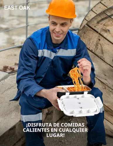 Miniatura 7 de EAST OAK Fiambrera eléctrica inalámbrica para adultos, lonchera calentada a pilas con calefacción automática, calentador de alimentos portátil
