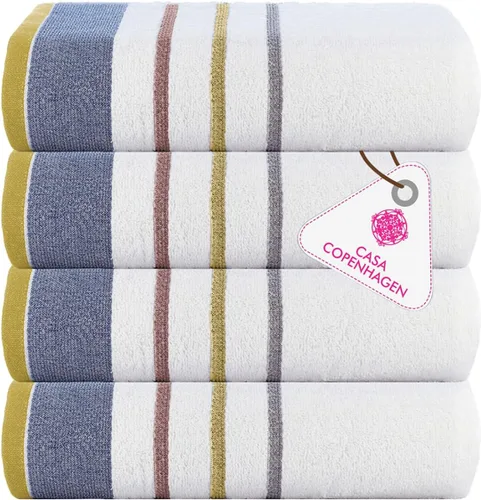 Miniatura 22 de CASA COPENHAGEN Juego de 6 toallas de palomitas de maíz, color azul polvoriento, 21.16 oz/m², 2 toallas de baño, 2 toallas de mano y 2 toallas