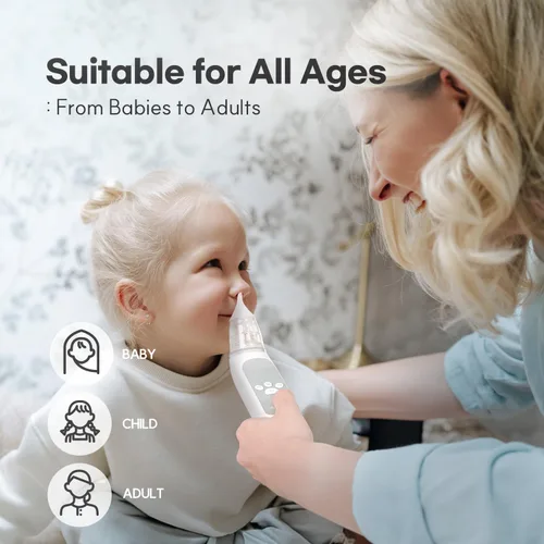 Miniatura 5 de HubiBaby - Aspirador nasal para bebé, aspirador eléctrico de nariz, aspirador de nariz, limpiador automático de nariz con 3 puntas de silicona