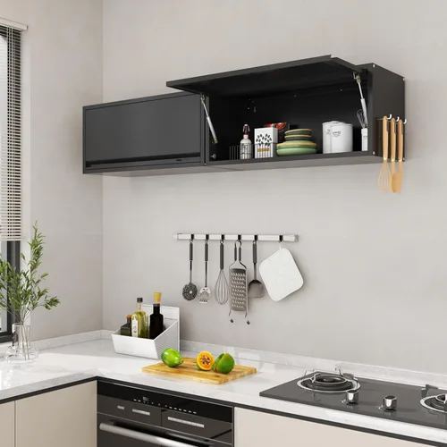 Miniatura 9 de Armario de pared de garaje de metal, armarios de herramientas flotantes con puerta abatible superior, gabinete de almacenamiento colgante de pared