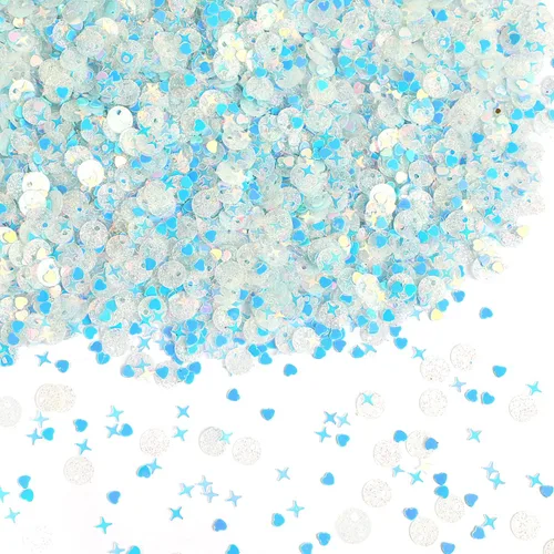 Miniatura 12 de KIMOBER 16000 lentejuelas sueltas a granel de 0.236 pulgadas, mezcla de 24 colores arcoíris redondas, lentejuelas con agujeros para coser