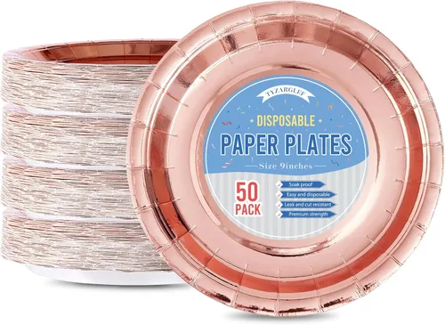 Miniatura 17 de Platos de Papel Desechables Negros, 50 Unidades Platos de Postre para Pastel de 7 Pulgadas a Granel para Suministros de Fiesta, Platos de Fiesta