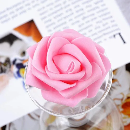 Miniatura 2 de IPOPU 100 unidades de rosas artificiales de aspecto real, rosas falsas de color rosa bebé, rosas de espuma rubor para centros de mesa de boda, Rosa