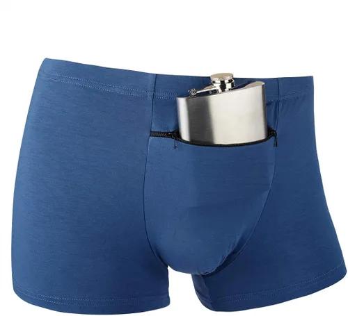 Miniatura 4 de Ropa interior de bolsillo para hombre con bolsillo frontal secreto, 2 paquetes (azul), Azul Patchwork