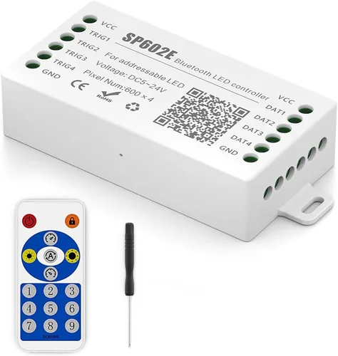 Miniatura 9 de BTF-LIGHTING WS2812B WS2811 1903 controlador Bluetooth SP601E con micrófono incorporado, música, doble salida de señal para tira de luces LED