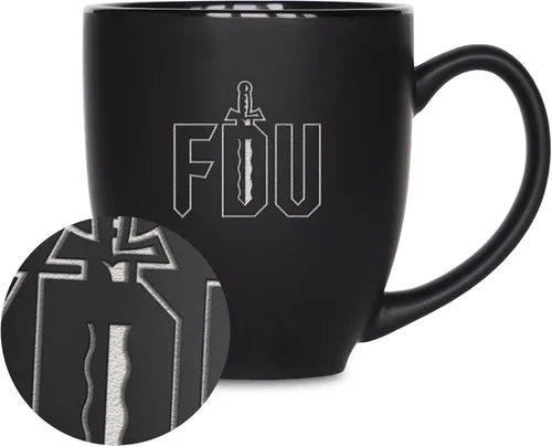 Miniatura 280 de Rico Industries - Taza de cerámica mate negra con grabado láser estándar de 15oz para NCAA (escuelas T & U) - Para bebidas calientes o frías