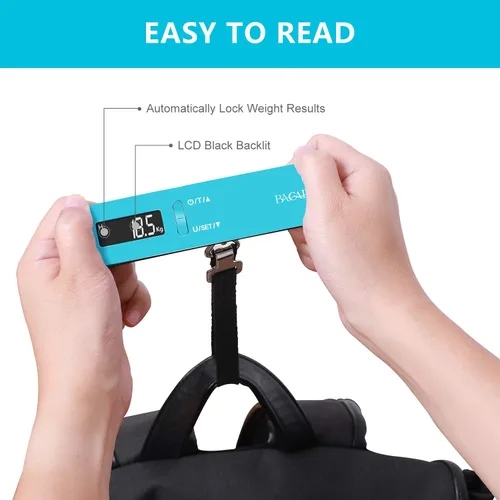 Miniatura 5 de BAGAIL BASICS Báscula digital de equipaje, báscula de equipaje colgante de 110 libras con pantalla LCD retroiluminada, báscula de pesaje portátil