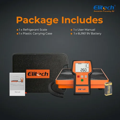 Miniatura 9 de Báscula Elitech LMC-100F+ de carga para refrigerante, 110 libras, de alta precisión, para Freon, para calefacción, ventilación y aire acondicionado