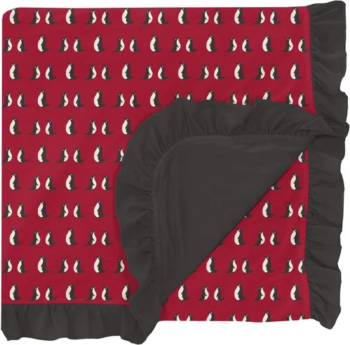 Miniatura 2 de KicKee Pants Manta estampada con volantes, fácil transición de cuna a cama, mantas suaves y sedosas para bebés y niños