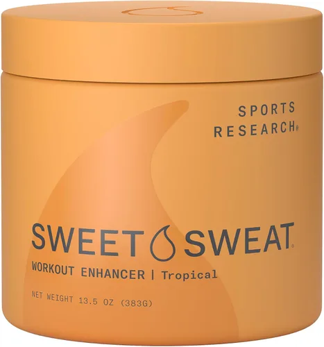 Miniatura 3 de Sports Research Paquete de reductor de cintura Sweet Sweat (negro/amarillo, pequeño) + tarro de gel 'Workout Enhancer' de 13.5 onzas (aroma tropical)