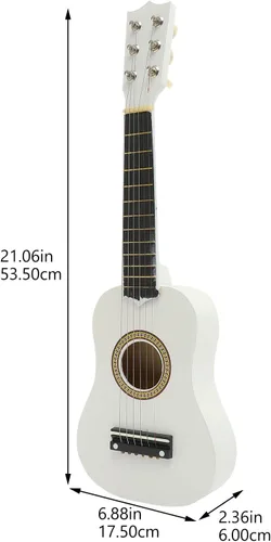 Miniatura 8 de Guitarra acústica para niños de 21 pulgadas, guitarra acústica para principiantes, niños, 6 cuerdas de madera (blanco) niños