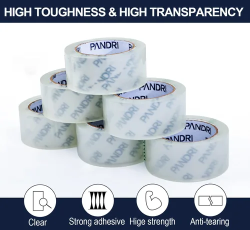 Miniatura 4 de PANDRI Cinta de embalaje transparente, 24 rollos de cinta de embalaje resistente para envío, embalaje, mudanza y sellado, 1.88 pulgadas de ancho, 65