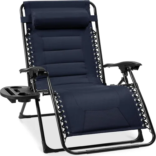 Miniatura 19 de Best Choice Products Silla acolchada de gravedad cero de gran tamaño, reclinable plegable para patio al aire libre, tumbona antigravedad XL