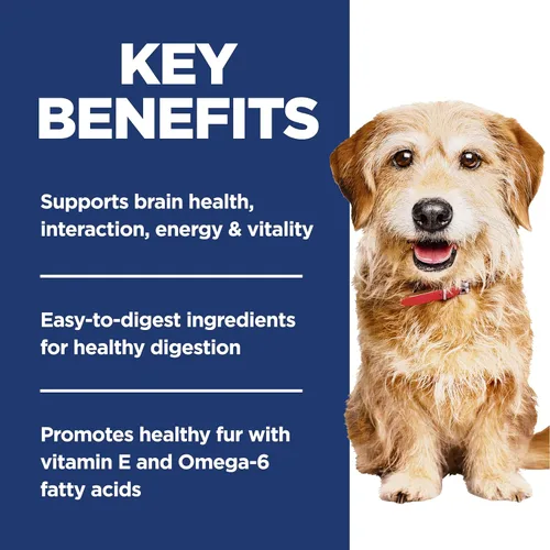 Miniatura 5 de Hill's Science Diet Senior Vitality, Nutrición Premium para Perros Mayores de Razas Pequeñas y Mini, Comida Seca para Perros, Pollo y Arroz, Bolsa