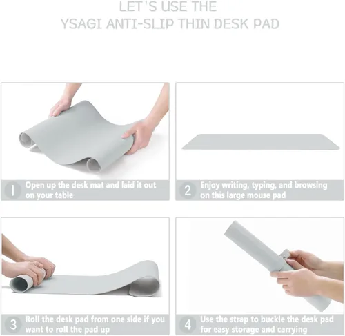 Miniatura 6 de YSAGi Almohadilla de escritorio de piel antideslizante, tapete impermeable para teclado de computadora portátil, protector de mesa y alfombrilla