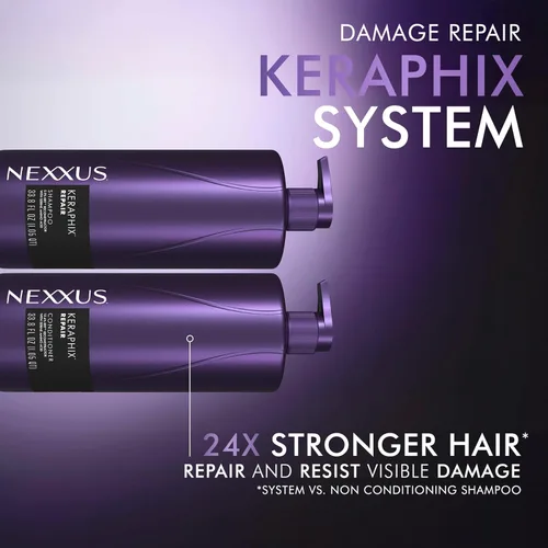 Miniatura 3 de Nexxus Keraphix Champú con ProteinFusion para Cabello Dañado Proteína de Queratina, Arroz Negro, Sin Siliconas 33.8 oz (1000 ml)