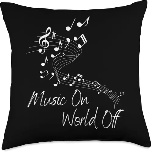 Miniatura 4 de Music On World Off Notas Musicales Para Músicos Throw Pillow